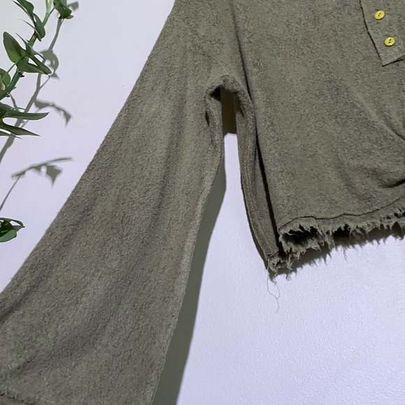 Free People Emma's Henley Tie Front Boho Crop Top Sz S NWT - Picture 6 of 8